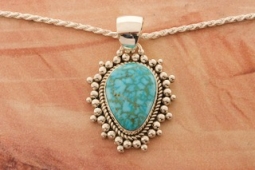 Artie Yellowhorse Genuine Ithaca Peak Turquoise Sterling Silver Pendant